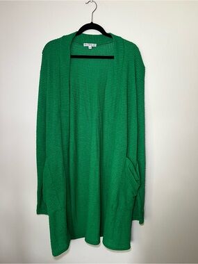 Blakely Green Open-Front Knit Cardigan Sweater